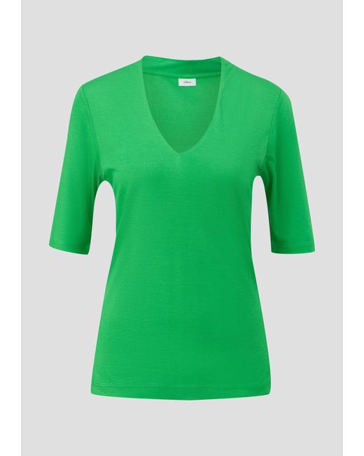 S.oliver Green Kurzarmshirt T-Shirt aus Viskose