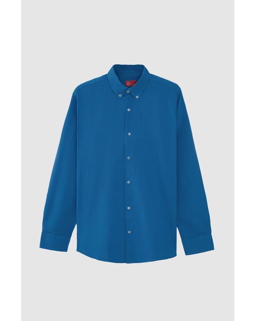 D'S Damat D'S Leinenhemd Ds Damat Comfort Button-Down-Kragen Entspannter Schnitt Leinenoptik 10 in Blue für Herren