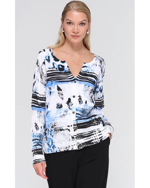 Passioni White Strickjacke mit abstraktem Print