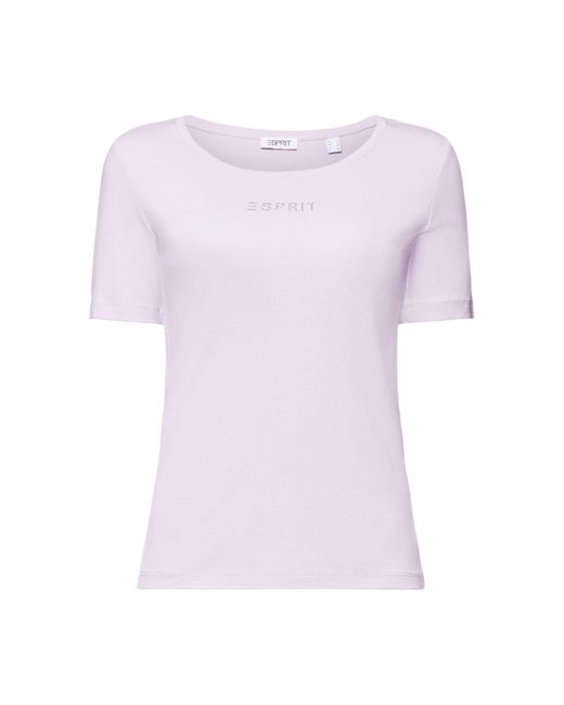 Esprit Pink T-Shirt Top mit Strass-Logo (1-tlg)