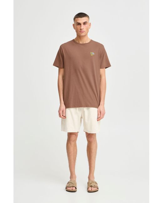 Solid SDOWENS schlichtes T-Shirt mit Print in Brown für Herren