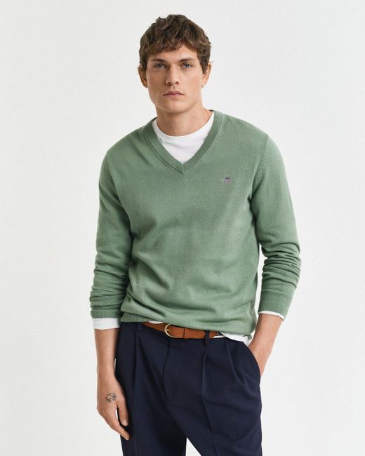 Gant Strickpullover V-Pullover in Green für Herren