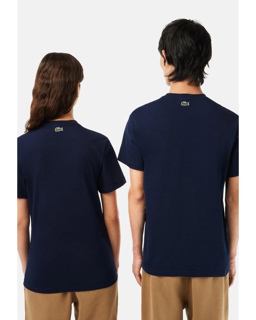 Lacoste T-Shirt Kurzarmshirt mit Label-Print (1-tlg) in Blue für Herren