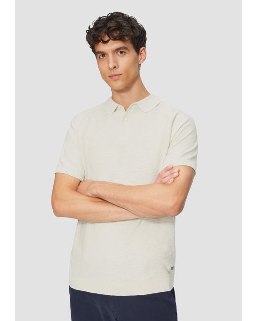 S.oliver Strickpullover Gestricktes Poloshirt mit Flammgarnstruktur in White für Herren