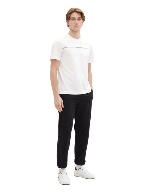 Tom Tailor Kurzarmshirt printed crewneck t-shirt in White für Herren