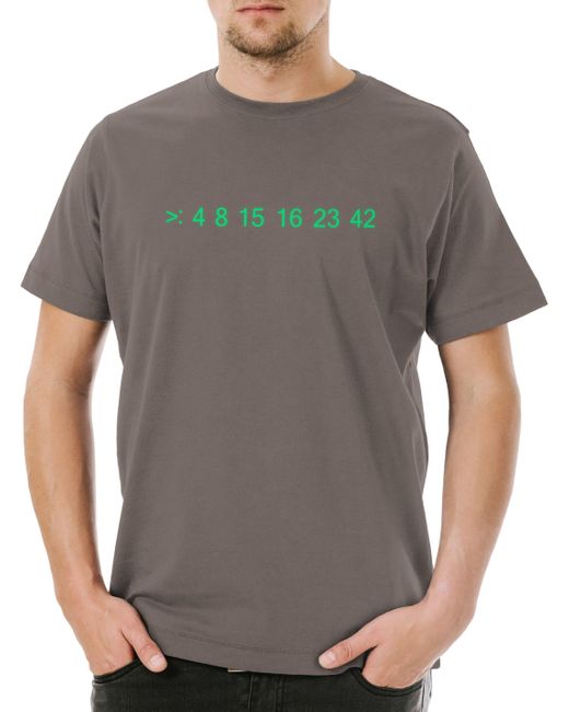 Urban Backwoods Print- Lost Code T-Shirt number Numbers Nummer 4 8 15 16 23 42 Lotto in Gray für Herren