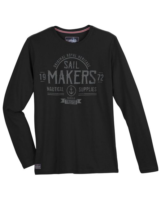 Redfield XXL Langarmshirt schwarz Frontprint Makers in Black für Herren