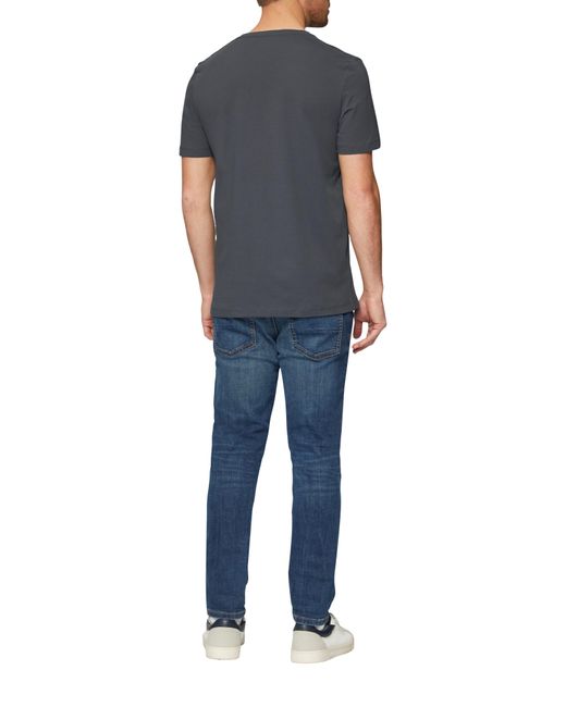 S.oliver Kurzarmshirt Jerseyshirt mit und V-Ausschnitt Logo in Gray für Herren