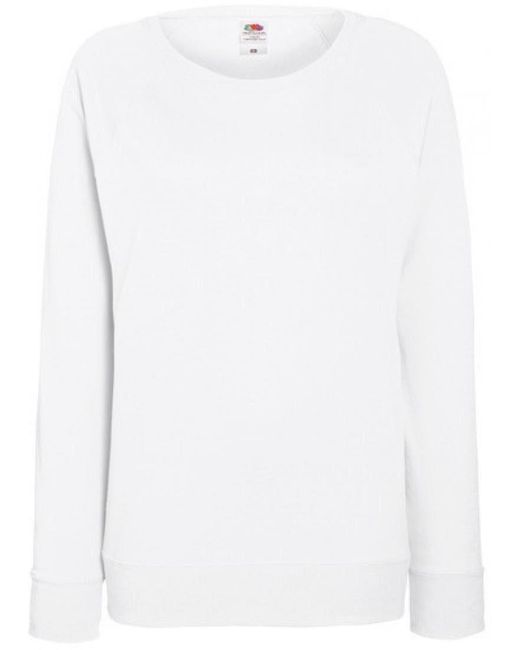 Fruit Of The Loom White Lady-Fit Lightweight Raglan Sweatshirt / Pullover