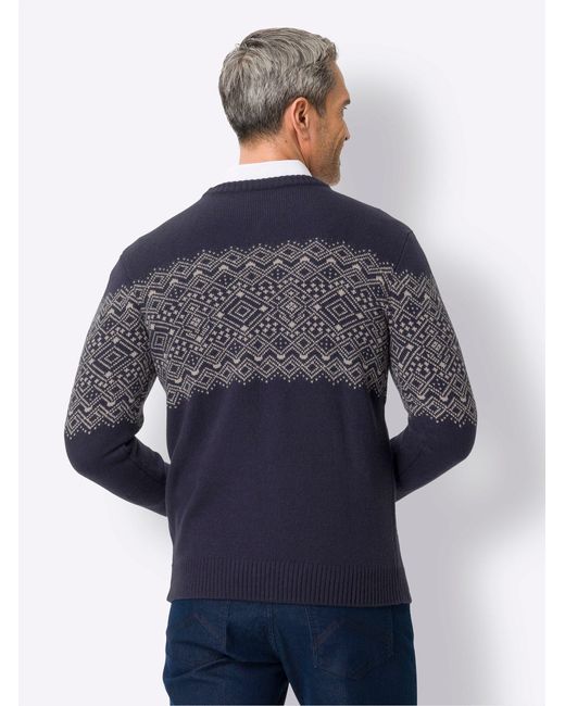 Sieh an! Strickpullover Rundhalspullover in Blue für Herren