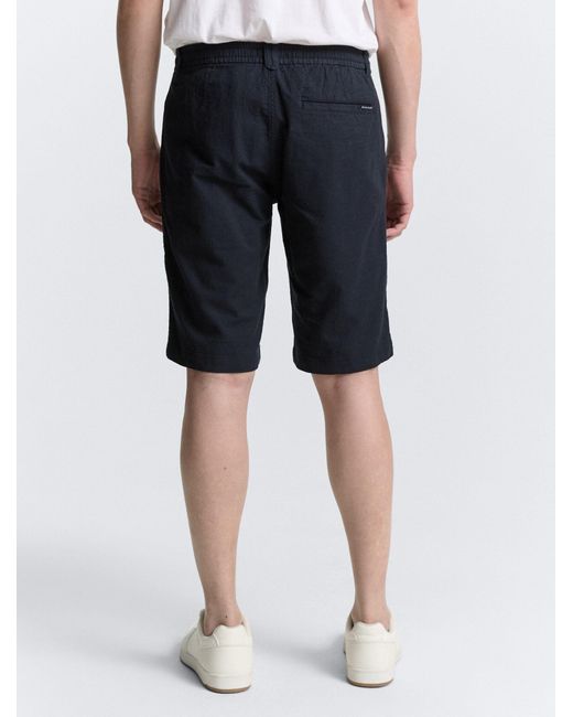 Tom Tailor Bermudas Regular Fit Shorts mit Leinenanteil in Blue für Herren