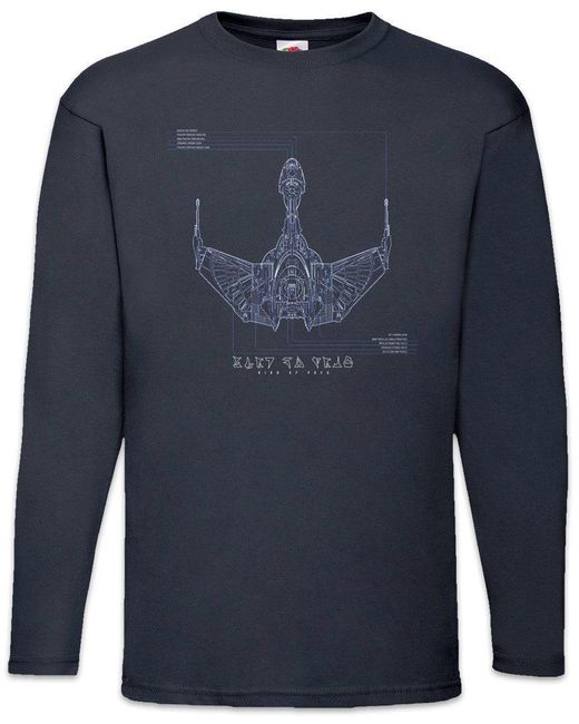 Urban Backwoods Langarmshirt Prey Bluebrint Langarm T-Shirt Raumschiff Star Spaceship Sci-Fi für Herren