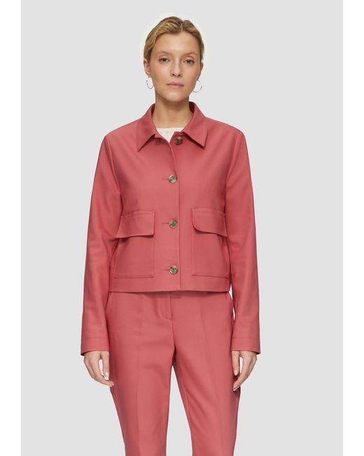 S.oliver Red Funktionsjacke Kurze Jacke aus Baumwollsatin mit aufgesetzten Taschen