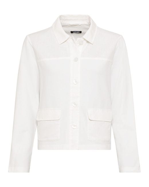Olsen White Blouson (1-St) mit Leinenanteil