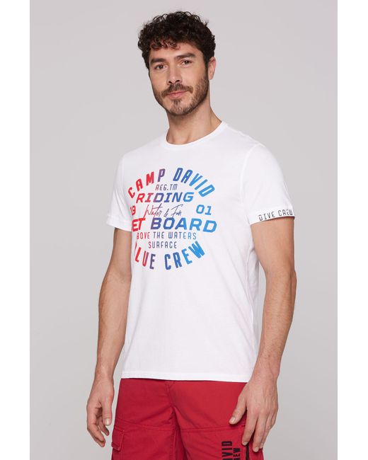 Camp David Rundhalsshirt aus Baumwolle in White für Herren