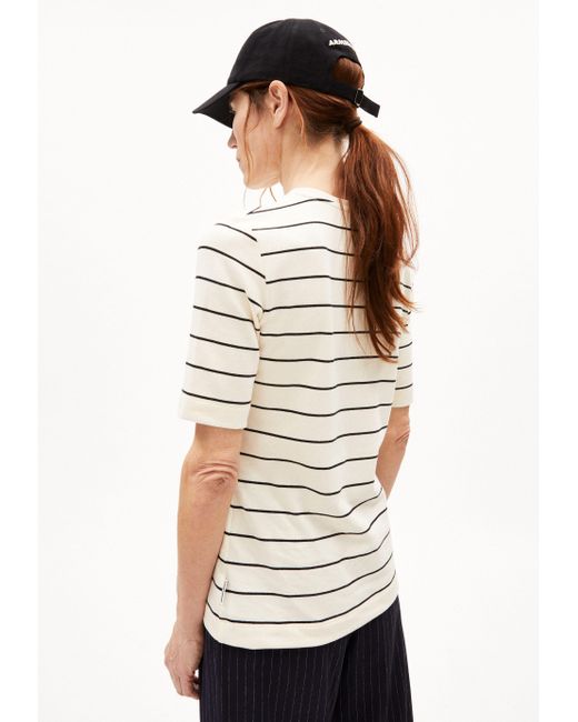 ARMEDANGELS White JAANISARA FINE STRIPE (1-tlg) T-Shirt aus Bio-Baumwoll Mix