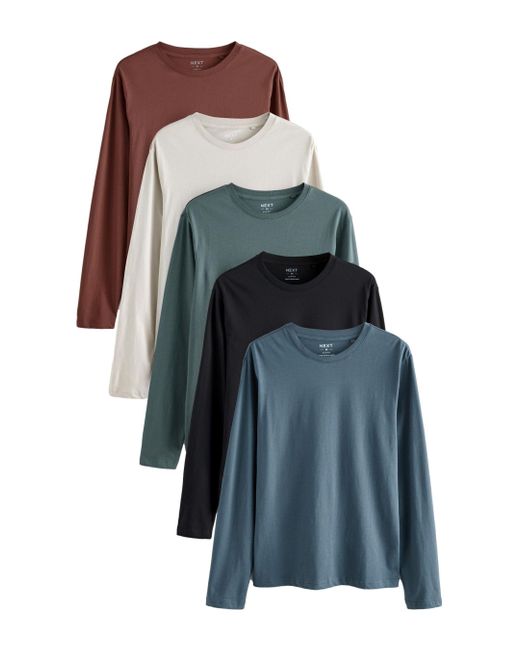 Next T-Shirt 5er-Pack Langarmshirts aus 100 % Baumwolle (5-tlg) in Blue für Herren