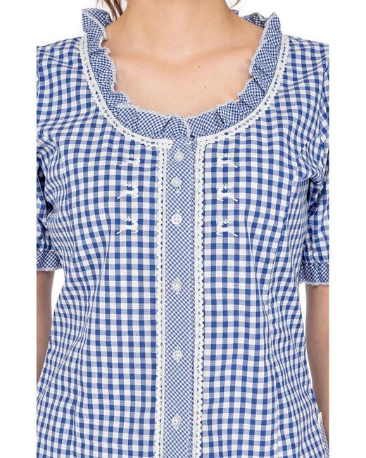 OS-Trachten Blue Trachtenbluse 451021-2602 (1-tlg)