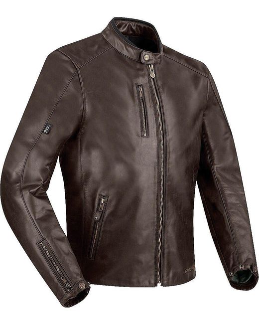 Segura Motorradjacke Laxey Motorrad Lederjacke herausnehmbares Innenfutter in Brown für Herren