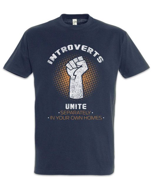 Urban Backwoods Print-Shirt Introverts Unite T-Shirt Geek Nerd Fun Informatiker Informatik in Blue für Herren