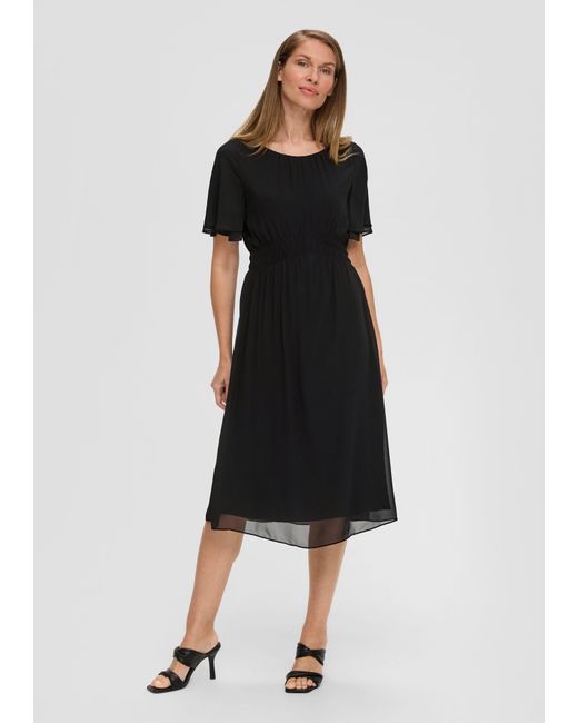 S.oliver Black Minikleid Chiffon-Kleid mit elastischem Bund Raffung
