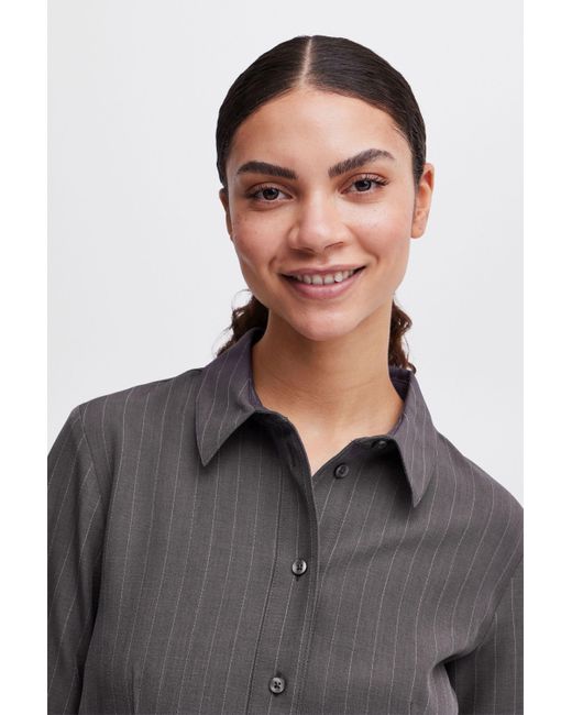 B.Young Gray Langarmbluse BYMMMIDDE SHORT SHIRT