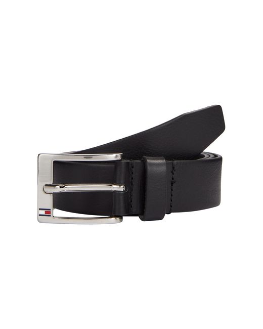 Tommy Hilfiger Ledergürtel New Aly Belt 3,5 cm breit mit quadratischer Logo-Metallschnalle in Black für Herren