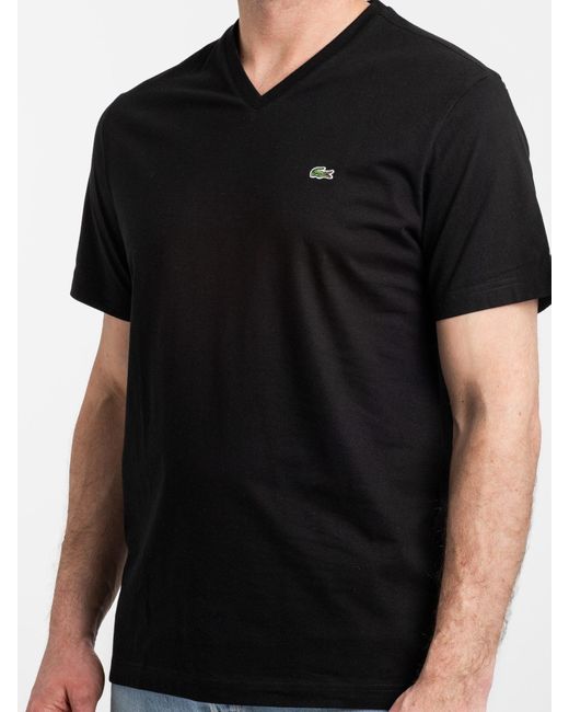Lacoste T-Shirt V-Cutout Logo Tee in Black für Herren