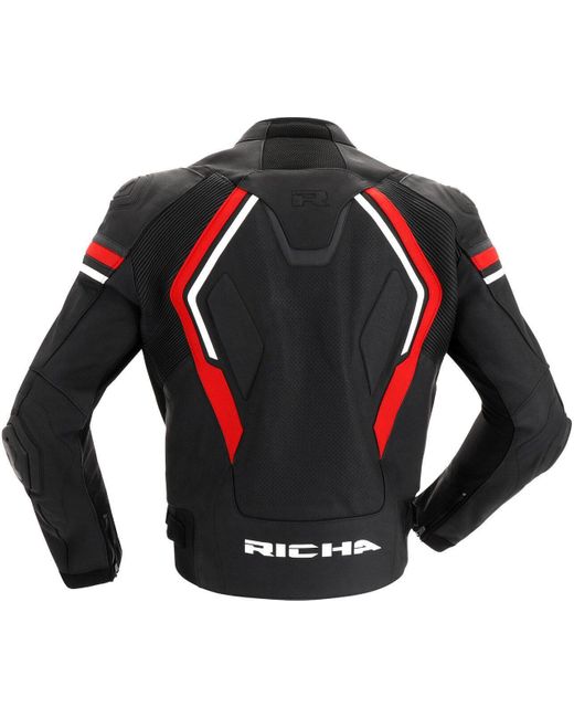 Richa Motorradjacke Matrix 2 perforierte Motorrad Lederjacke protektoren reißverschluss in Black für Herren