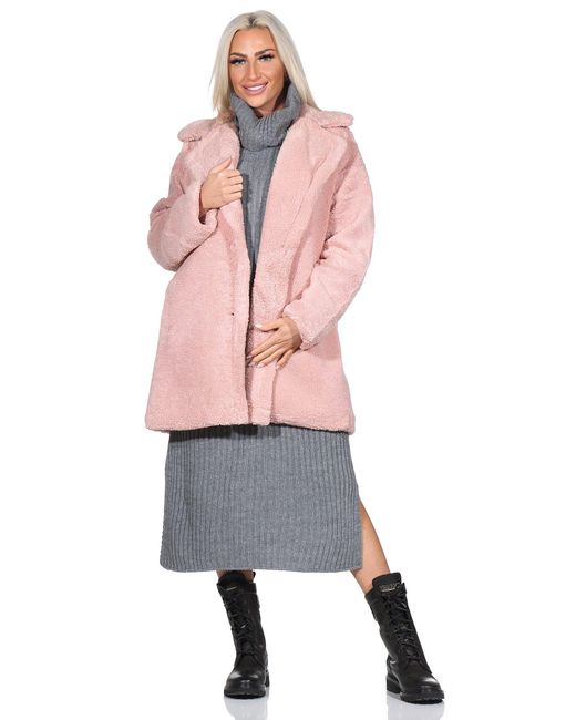 Aurela Damenmode Pink Aurela mode Kurzmantel Mantel Übergangsmantel Boucle Jacke lässig & modern