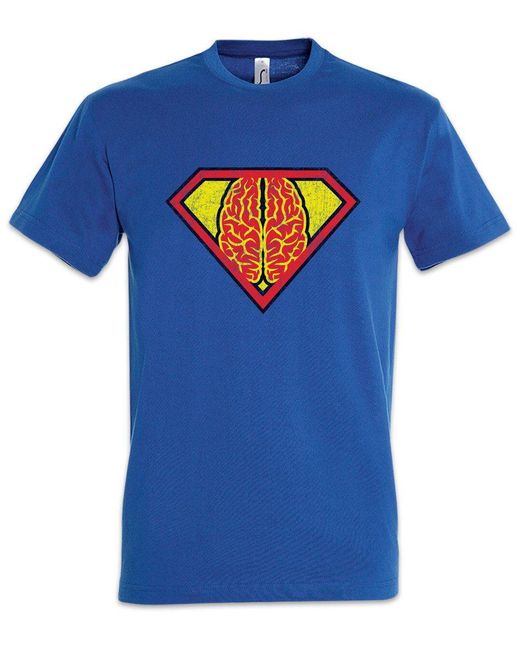 Urban Backwoods Print-Shirt Superbrain T-Shirt Lehrer Gehirn Super Hirn Geek Nerd Mathe in Blue für Herren