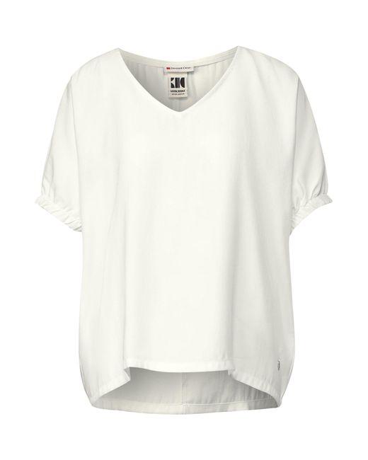 Street One White Langarmbluse LTD QR O shape blouse solid