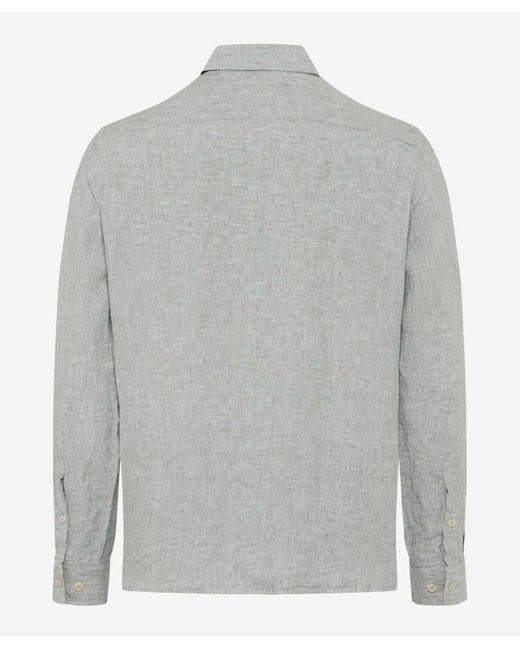 Brax Langarmhemd Style Dirk U (41-3508) Leinenhemd in Gray für Herren