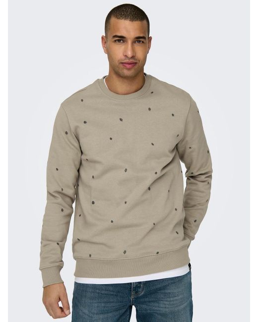 Only & Sons Weicher Pullover Basic Sweatshirt 6912 in Beige in Gray für Herren