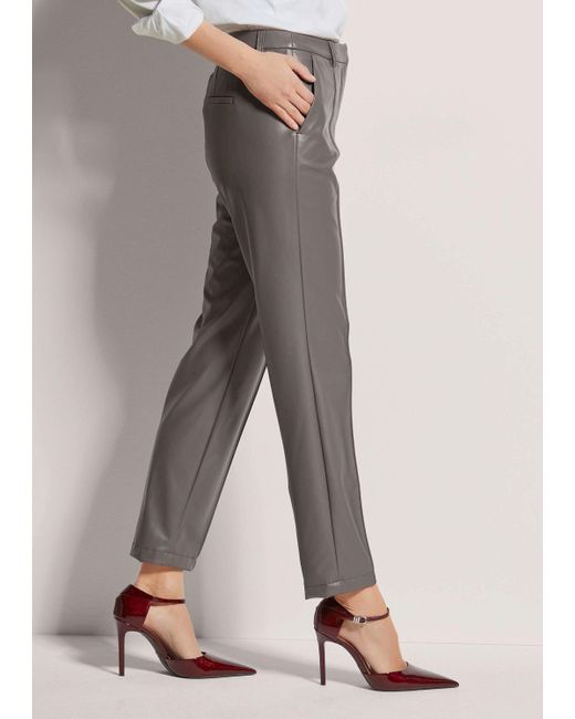 Madeleine Gray Stretch-Hose im Leder-Look