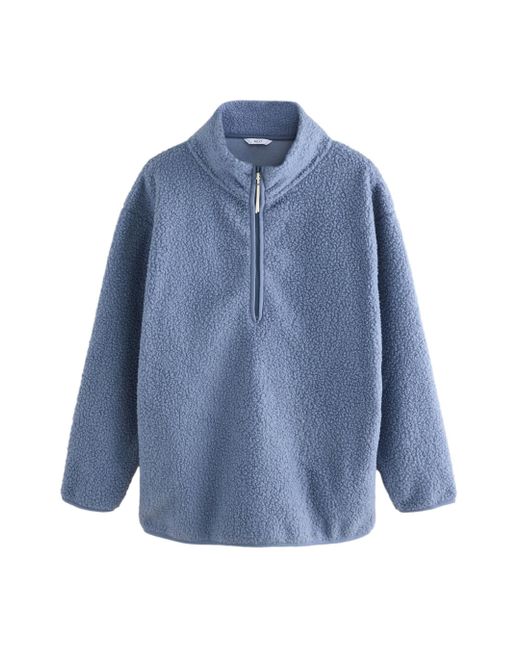 Next Blue Fleecepullover Langes Teddy-Fleeceoberteil mit /4-Reißverschluss (1-tlg)