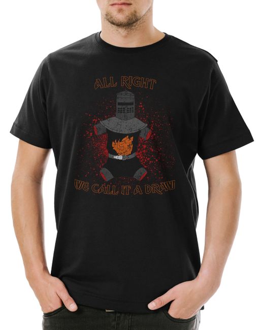 Urban Backwoods Print- We Call It A Draw T-Shirt Monty Schwarzer Ritter Python Fun in Black für Herren