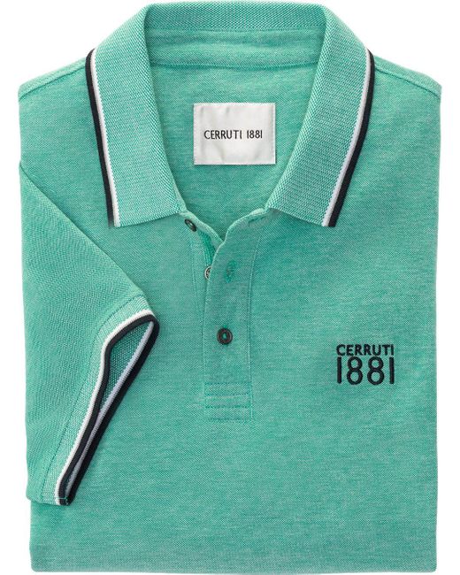 Cerruti 1881 Poloshirt aus hochwertigem Baumwoll-Piqué in Melé-Optik in Green für Herren