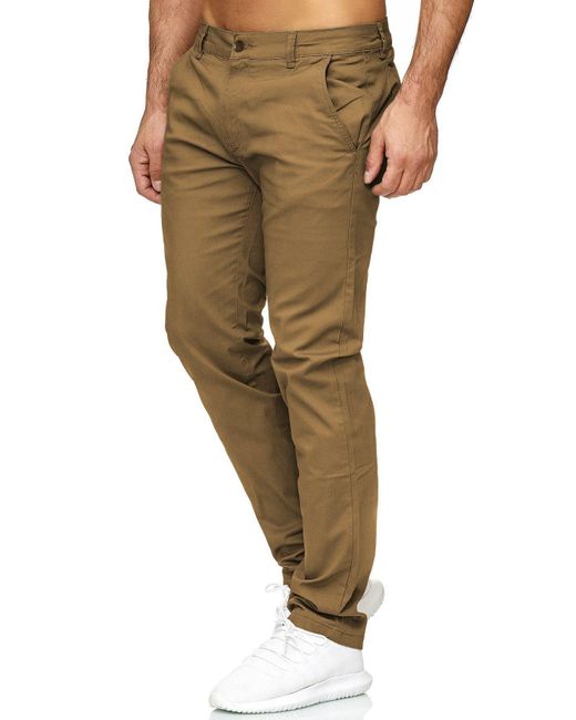 Egomaxx Chinohose Stretch Basic Denim Design Fredy & Roy (1-tlg) CLIFF in Natural für Herren
