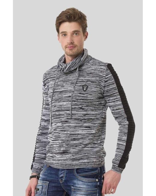Cipo & Baxx Schalkragenpullover Pullover mit Schalkragen in Blue für Herren