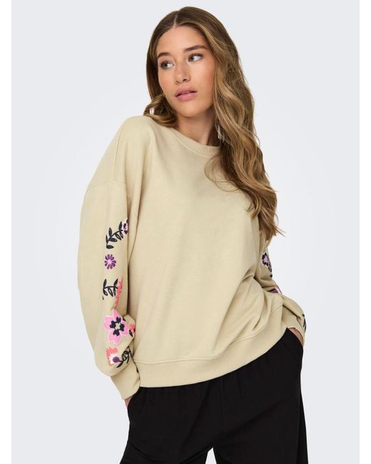 ONLY Natural Sweatshirt ONLBROOKE L/S O-NECK FLOWER SWT