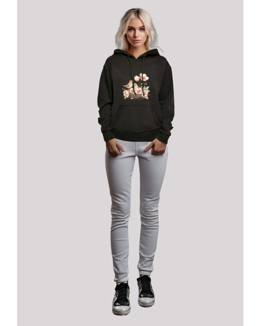 F4NT4STIC Black Kapuzenpullover Vogelnest Blumen Premium Qualität