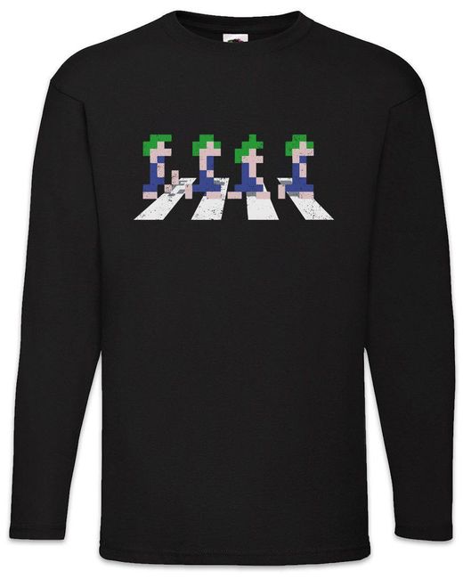 Urban Backwoods Langarmshirt Lemmings Road Langarm T-Shirt Video Game Gamer Geek Nerd Lemminge in Black für Herren