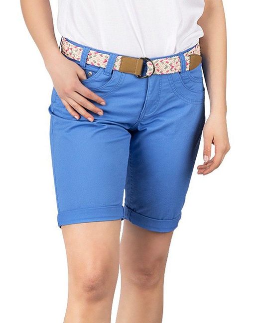 DENIMFY Blue Bermudas Shorts DFPia Regular Fit Chinoshorts mit Gürtel