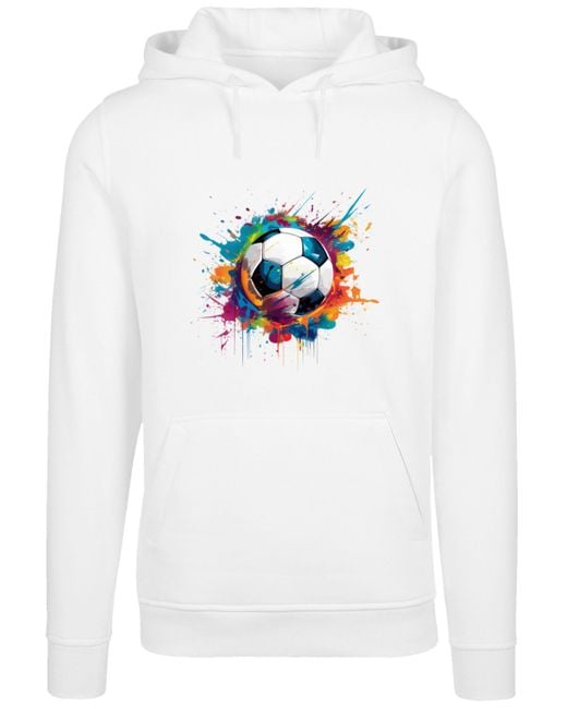 F4NT4STIC Kapuzenpullover Bunte Fußball Grafik Premium Qualität in White für Herren