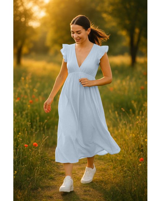 Reichstadt Blue Musselin Sommerkleid 25RSW076