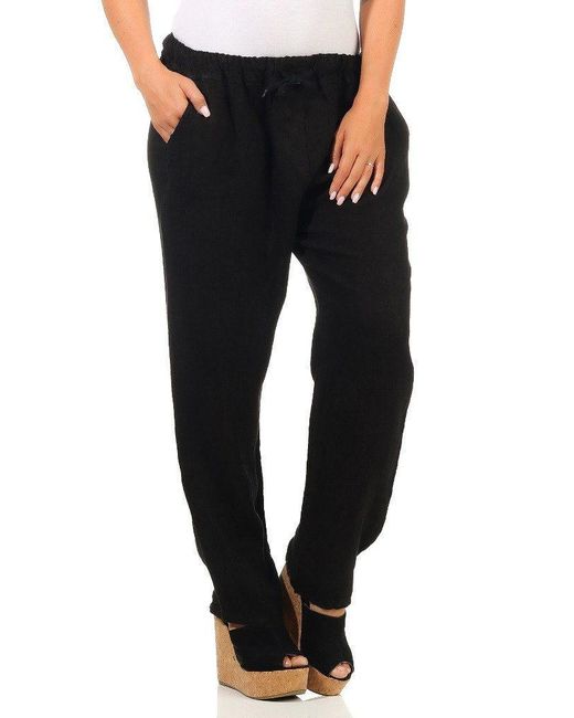 Mississhop Black Leinenhose 100 % Freizeithose Lange Hose 334
