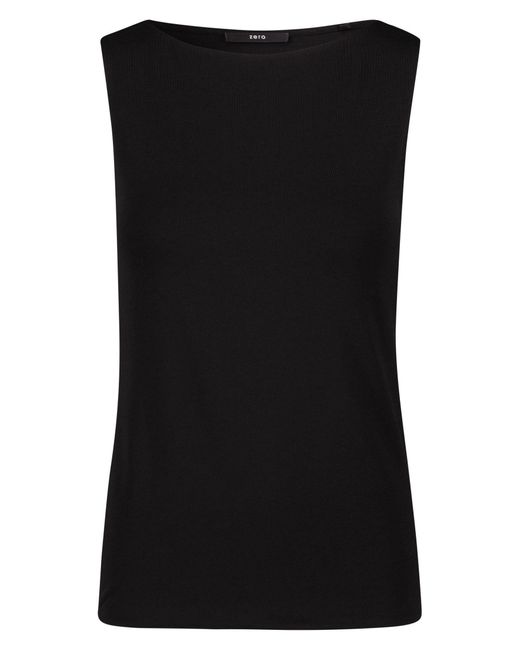Zero Black T-Shirt mit U-Boot Ausschnitt (1-tlg) Plain/ohne Details