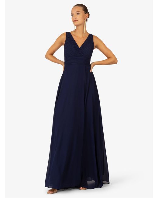 Kraimod Blue Abendkleid mit V-ausschnitt vorne und Rückenausschnitt hinten