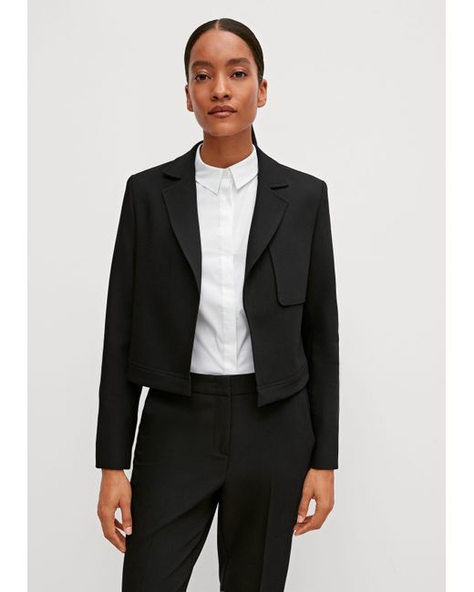 Comma, Black Blusenblazer Blazer mit Fischgrat-Muster